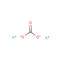 Potassium carbonate formula graphical representation
