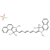 1H-Benz(e)indolium, 2-(7-(1,3-dihydro-1,1,3-trimethyl-2H-benz(e)indol-2-ylidene)-1,3,5-heptatrienyl)-1,1,3-trimethyl-, perchlorate formula graphical representation