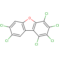1,2,3,4,7,8-Hexachlorodibenzofuran formula graphical representation