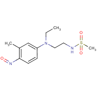 N-(2-(Ethyl(3-methyl-4-nitrosophenyl)amino)ethyl)-methanesulfonamide formula graphical representation