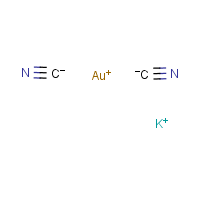 Potassium gold cyanide formula graphical representation
