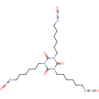 1,3,5-Triazine-2,4,6(1H,3H,5H)-trione, 1,3,5-tris(6-isocyanatohexyl)- formula graphical representation