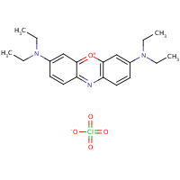 Phenoxazin-5-ium, 3,7-bis(diethylamino)-, perchlorate formula graphical representation
