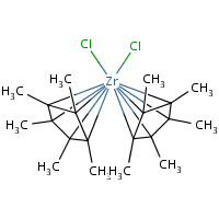 Bis(pentamethylcyclopentadienyl)zirconium dichloride formula graphical representation