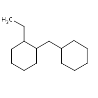 Cyclohexane, 1-(cyclohexylmethyl)-2-ethyl-, cis- formula graphical representation
