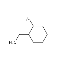Cyclohexane, 1-ethyl-2-methyl-, cis- formula graphical representation