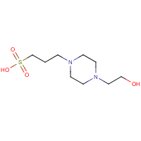 4-(2-Hydroxyethyl)-1-piperazinepropane sulfonic acid formula graphical representation
