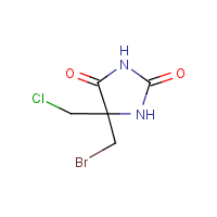 Bromochloro-5,5-dimethylimidazolidine-2,4-dione formula graphical representation