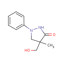 4-Hydroxymethyl-4-methyl-1-phenyl-3-pyrazolidinone formula graphical representation