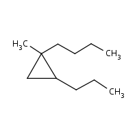 1-Butyl-1-methyl-2-propylcyclopropane formula graphical representation