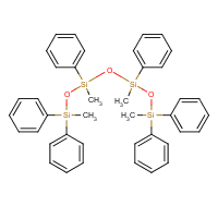 1,3,5,7-Tetramethyl-1,1,3,5,7,7-hexaphenyltetrasiloxane formula graphical representation
