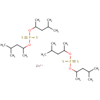 Zinc bis(O,O-bis(1,3-dimethylbutyl) dithiophosphate) formula graphical representation