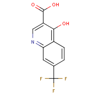 4-Hydroxy-7-trifluoromethylquinoline-3-carboxylic acid formula graphical representation