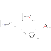 2-Propenenitrile, polymer with ethenylbenzene, 2-methyloxirane and oxirane formula graphical representation