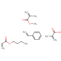 2-Propenoic acid, 2-methyl-, polymer with butyl 2-propenoate, ethenylbenzene and methyl 2-methyl-2-propenoate formula graphical representation