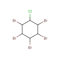 1,2,3,4,5-Pentabromo-6-chlorocyclohexane formula graphical representation