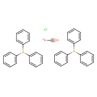 Carbonylbis(triphenylphosphine)iridium chloride formula graphical representation