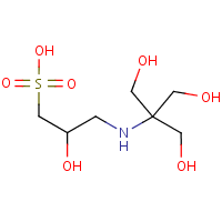 N-(Tris(hydroxymethyl)methyl)-3-amino-2-hydroxypropanesulfonic acid formula graphical representation