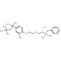 Benzyldimethyl(2-(2-(4-(1,1,3,3-tetramethylbutyl)tolyloxy)ethoxy)ethyl)ammonium hydroxide formula graphical representation