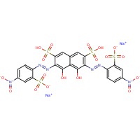 Disodium dihydrogen 4,5-dihydroxy-3,6-bis((4-nitro-2-sulphonatophenyl)azo)naphthalene-2,7-disulphonate formula graphical representation