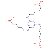 6,6',6'-(1,3,5-Triazine-2,4,6-triyltriimino)trihexanoic acid formula graphical representation