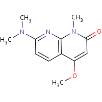 7-(Dimethylamino)-4-methoxy-1-methyl-1,8-naphthyridin-2(1H)-one formula graphical representation