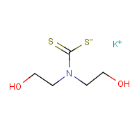 Potassium bis(2-hydroxyethyl)dithiocarbamate formula graphical representation